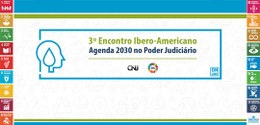 Imagem em que está escrito em letras verdes e azuis: 3º Encontro Ibero-Americano - Agenda 2030 n...