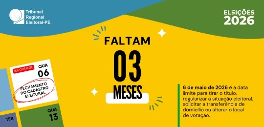 Eleitoras e eleitores têm três meses para regularizar sua situação junto à JE Prazo vale para qualquer serviço relacionado ao cadastro eleitoral