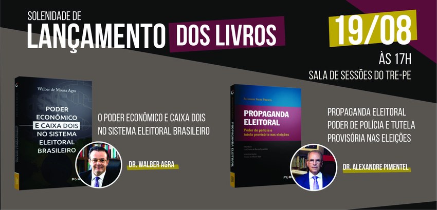 Solenidade de lançamento acontecerá no próximo dia 19, às 17h, na Sala de Sessões do TRE-PE

