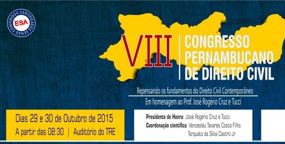 Congresso sobre direito civil acontece dia 29 no pleno do TRE-PE