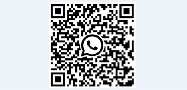 fundo cinza e centralizado há um quadrado em formato de QR  code com o símbolo do Whatsapp no ce...