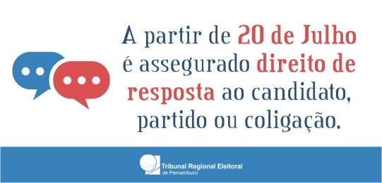 Direito de resposta é garantido a candidatos, partidos e coligações a partir desta sexta (20) Direito de resposta é garantido a candidatos, partidos e coligações a partir desta sexta (20)