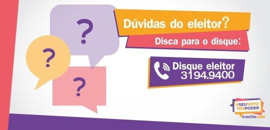 Disque Eleitor 2020 O serviço funcionará das 8h às 17h através do número (81) 3194-9400