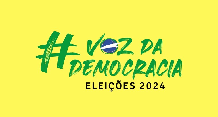 #PraTodosVerem: #PraTodosVerem: Card retangular com o logotipo das Eleições 2024 onde aparece a ...