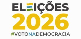 Imagem com fundo branco que traz o texto "ELEIÇÕES 2026" em destaque. A palavra "Eleições" apare...