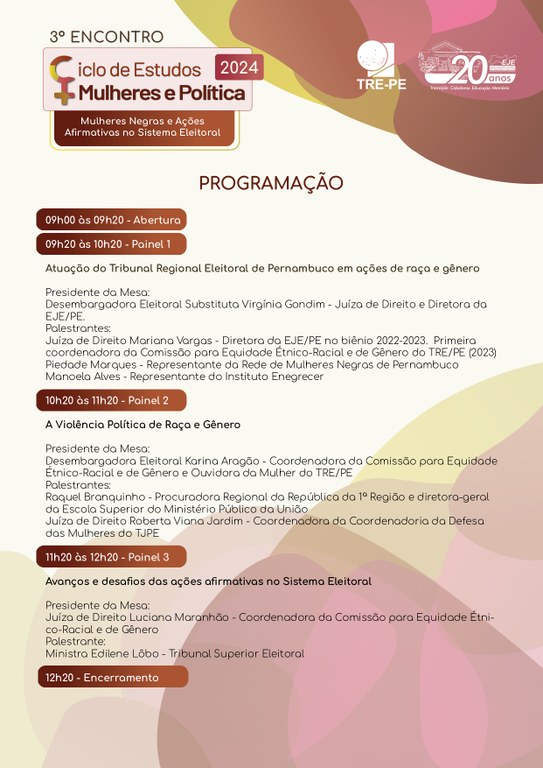 Programação 3º Ciclo de Estudos Mulheres e Política