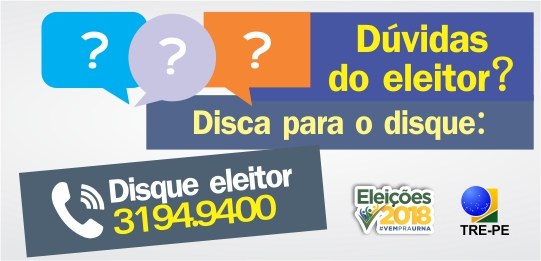 TRE - PE - Atendimento ao Disque Eleitor ampliado O atendimento ao eleitor funcionará de forma ampliada