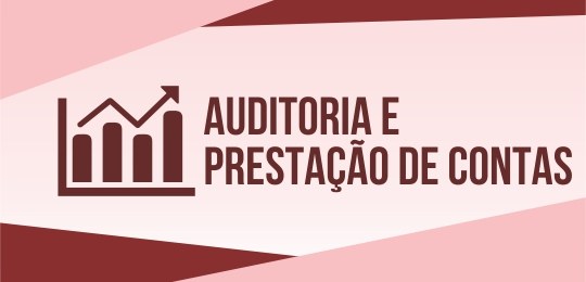 Imagem contendo a frase "auditoria e prestação de contas" seguida por um ícone referente à frase