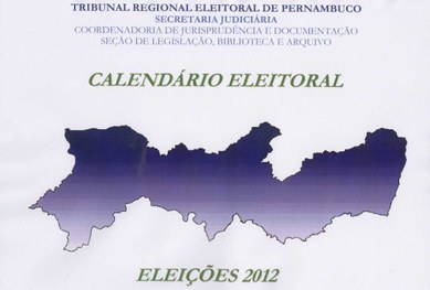 Capa do calendário eleitoral de 2012, com a imagem do mapa de Pernambuco.