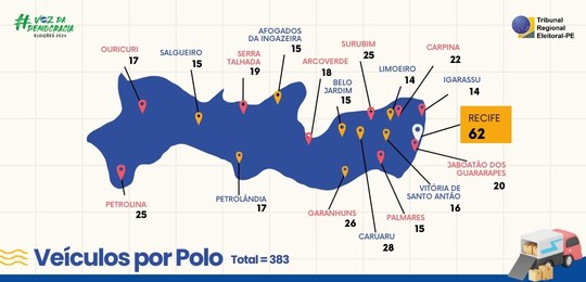 TRE-PE - Distribuição de urnas - Veículos por polo - Eleições 2024