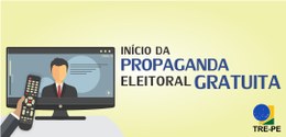 Ilustração de uma mão ligando a televisão, que contém um candidato na tela. Ao lado, os dizeres ...