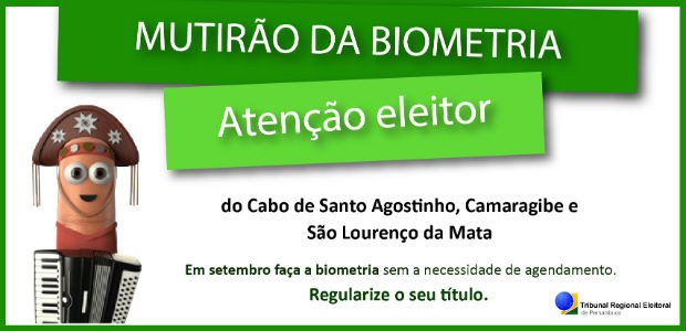 Imagem da campanha Mutirão da Biometria do TRE-PE