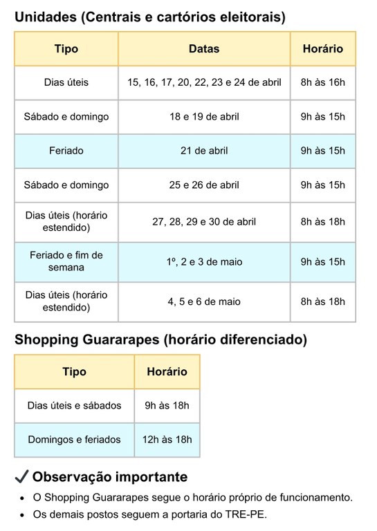 Unidades do TRE-PE estarão abertas neste final de semana